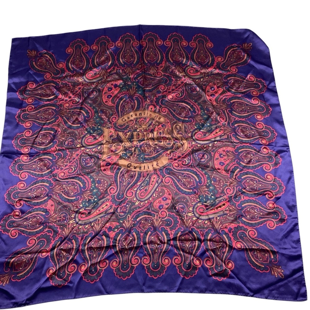 Vintage 90s Express Paris silk scarf 34 x 34